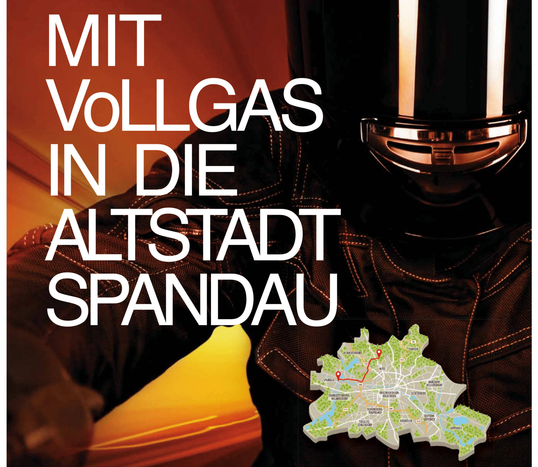 Mit Vollgas durch die Stadt Spandau Imagebild der per4med GmbH mit Motorrad