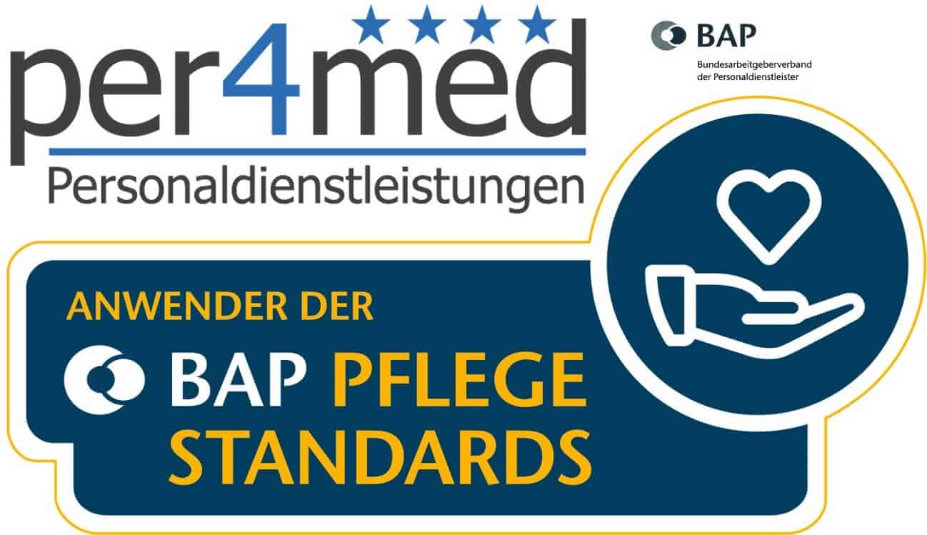 Logo per4med verpflichtet sich zur Einhaltung von BAP-Pflegestandards